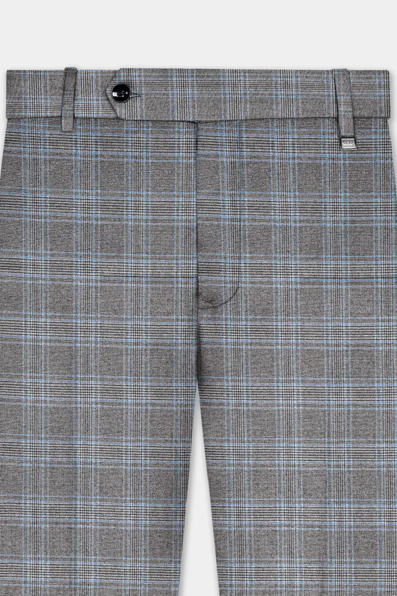 Dorado Blue With Casper Gray Plaid Wool Rich Double Breasted Suit 12