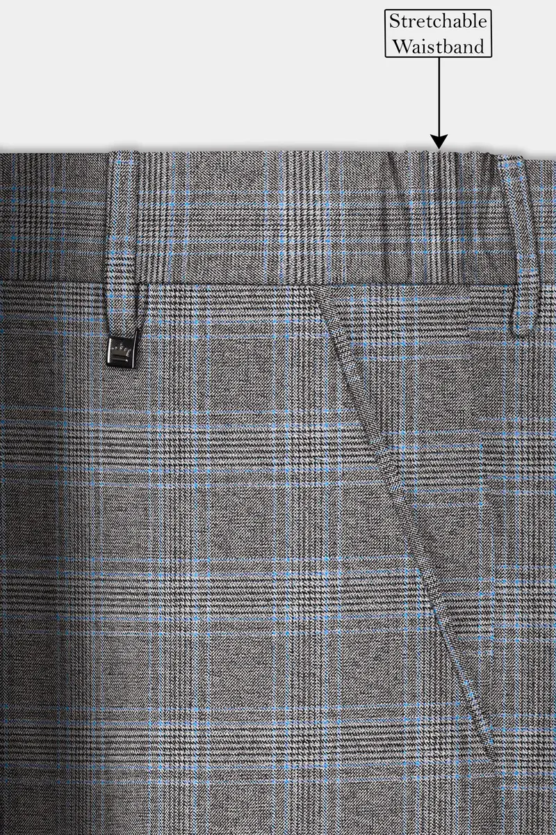 Dorado Blue With Casper Gray Plaid Wool Rich Double Breasted Suit 15