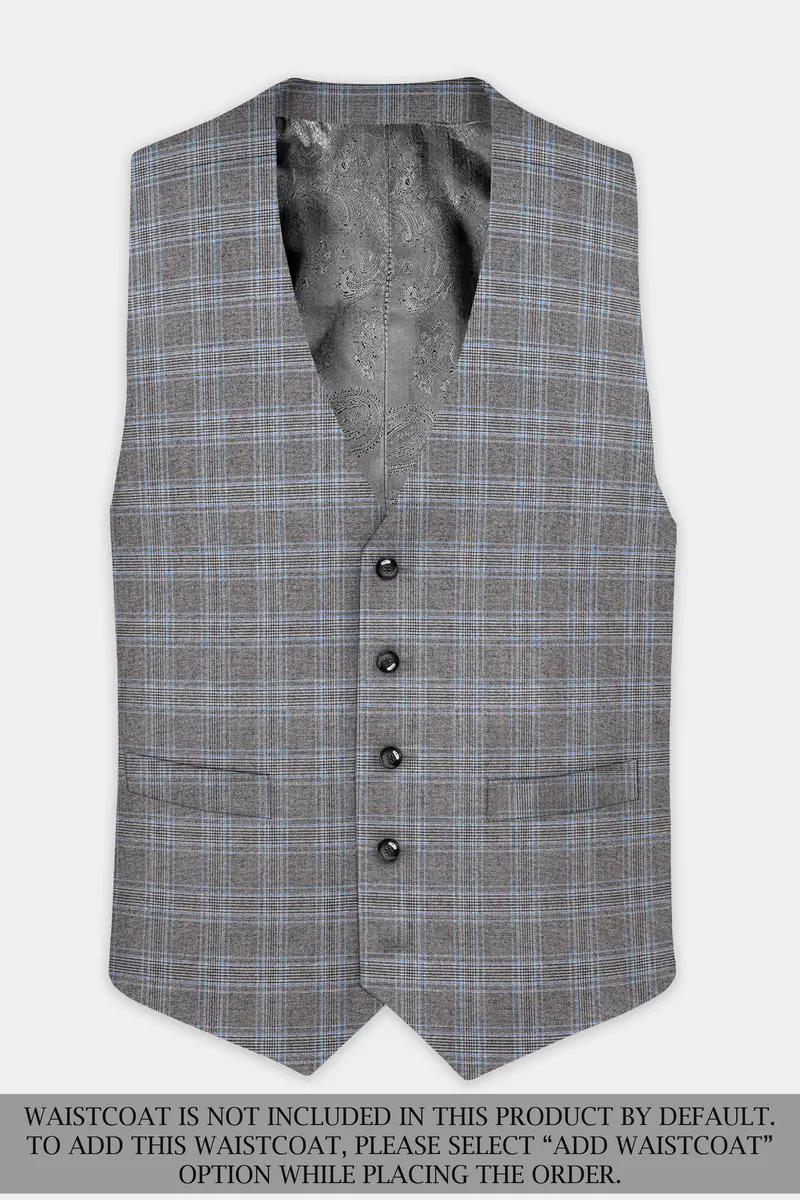 Dorado Blue With Casper Gray Plaid Wool Rich Double Breasted Suit 16