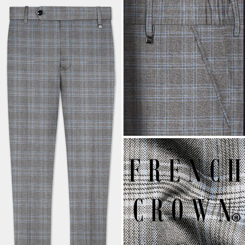 Dorado Blue With Casper Gray Plaid Wool Rich Pant 1