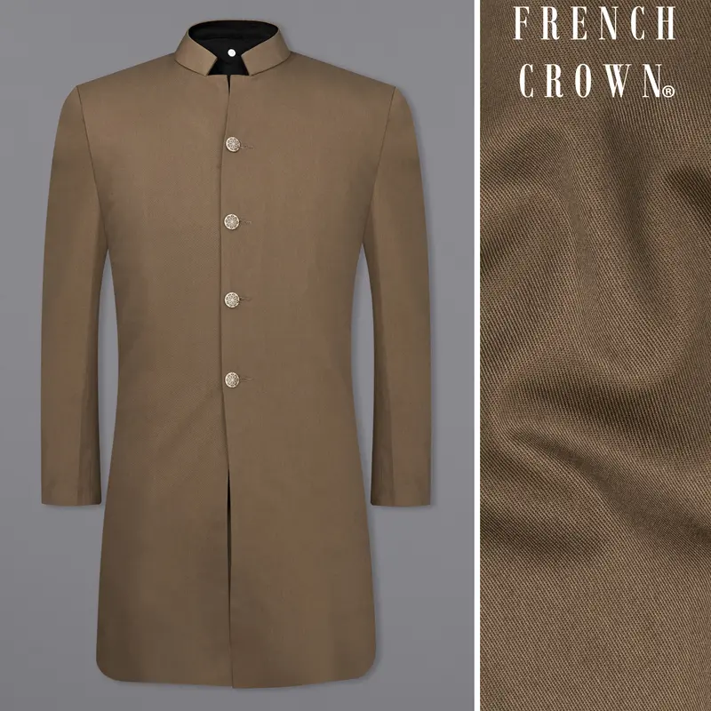 Dorado Brown Bandhgala Premium Cotton Designer Overcoat 1