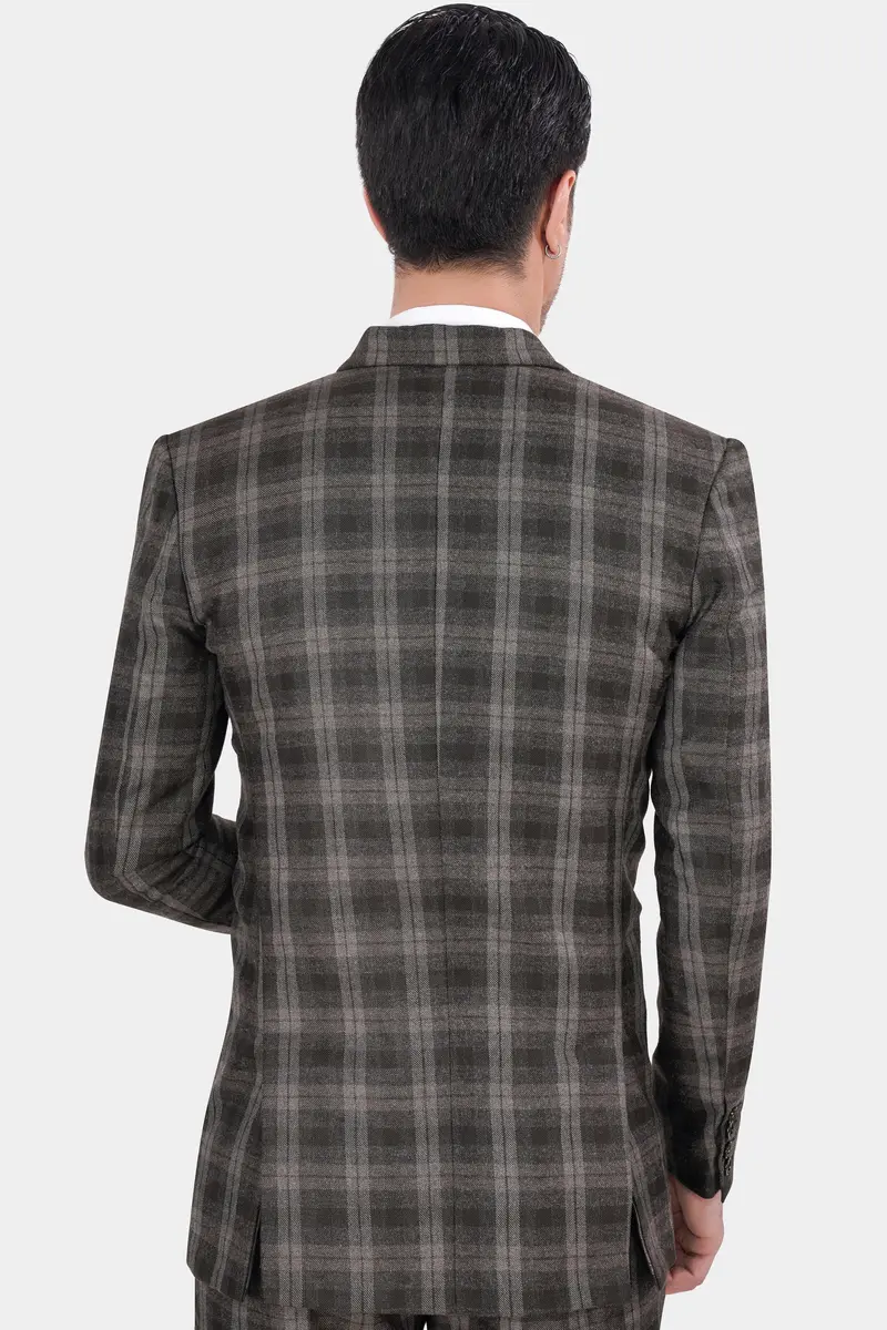 Dorado Brown Plaid Tweed Double-Breasted Blazer 6
