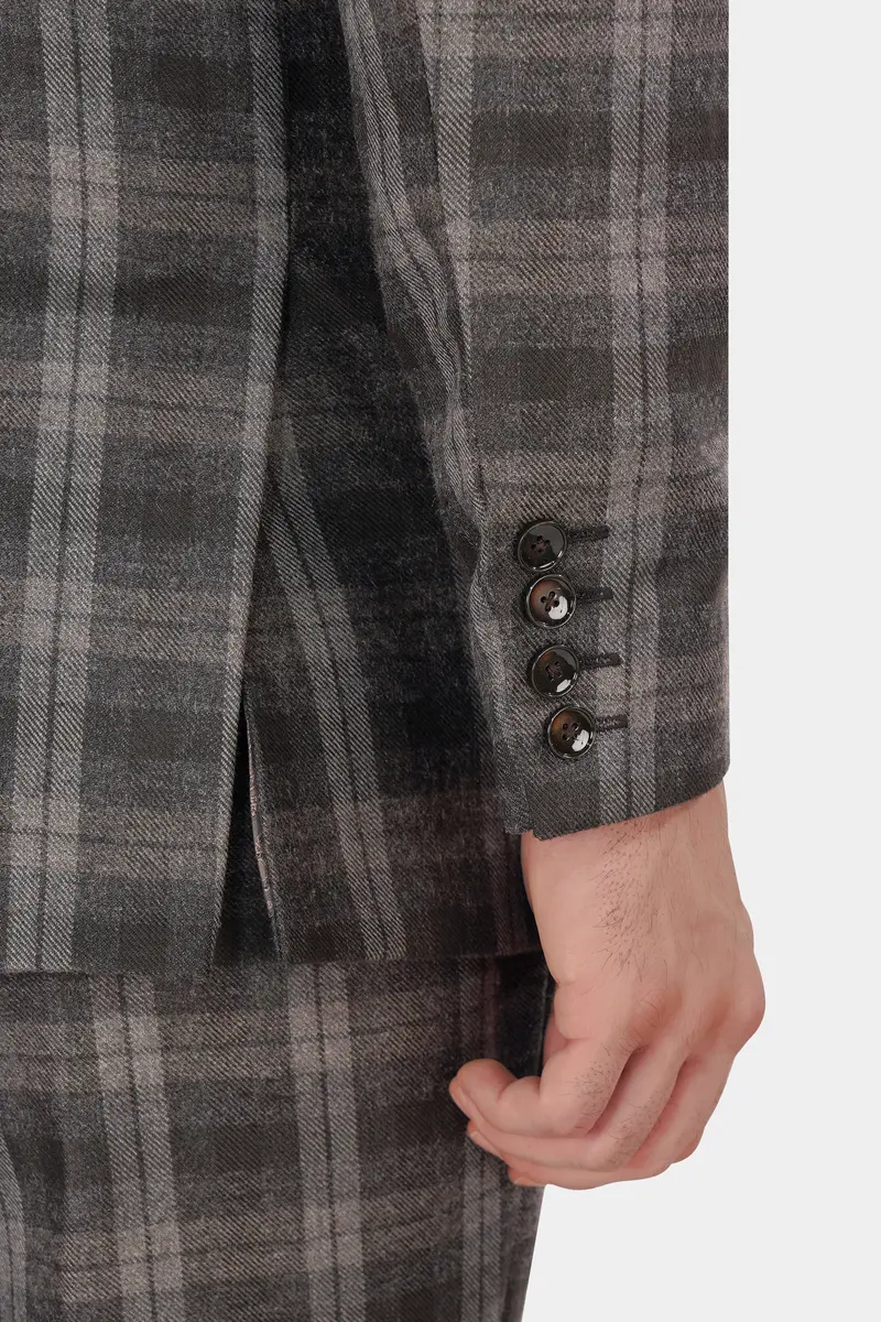 Dorado Brown Plaid Tweed Double-Breasted Blazer 7