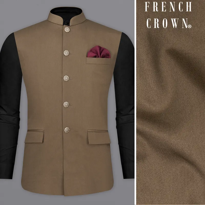 Dorado Brown Premium Cotton Designer Nehru Jacket 1