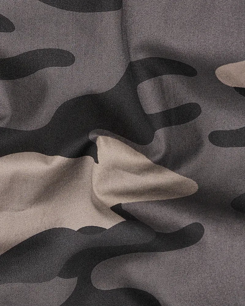 Dorado Brown With Thunder Black Camouflage Printed Royal Oxford Shirt 2