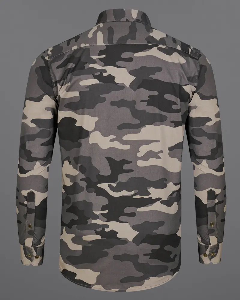 Dorado Brown With Thunder Black Camouflage Printed Royal Oxford Shirt 6