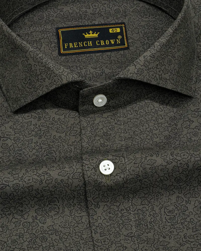 Dorado Green Ditsy Printed Dobby Premium Giza Cotton Shirt 1