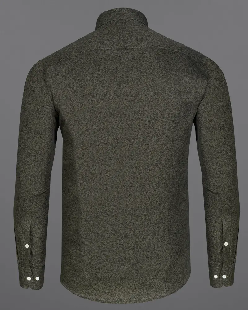 Dorado Green Ditsy Printed Dobby Premium Giza Cotton Shirt 6