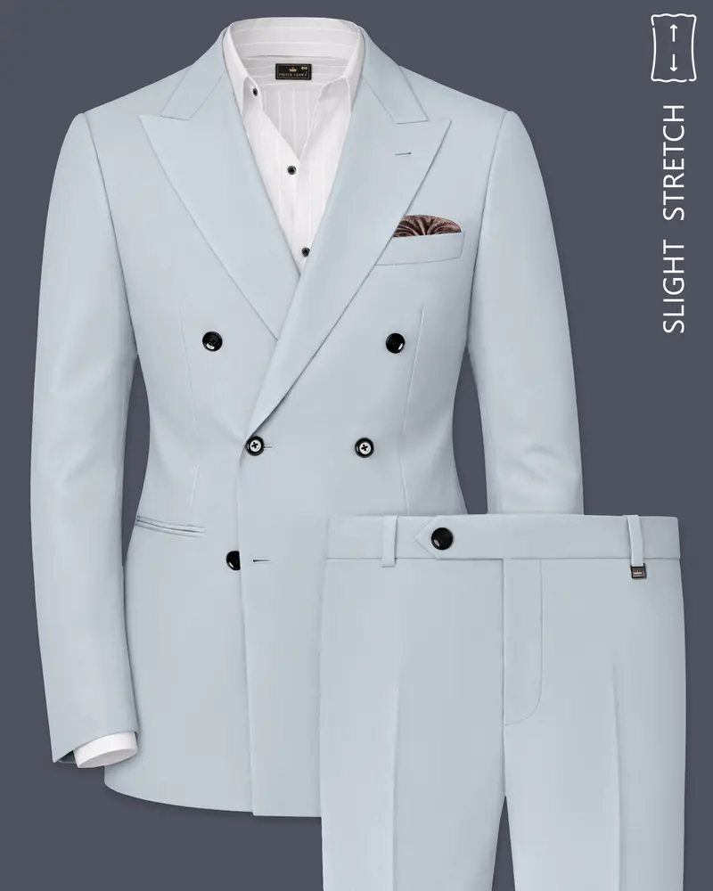 Dorian-Chalice Gray Slight Stretch Subtle Sheen Poly-Viscose Double Breasted Suit 1