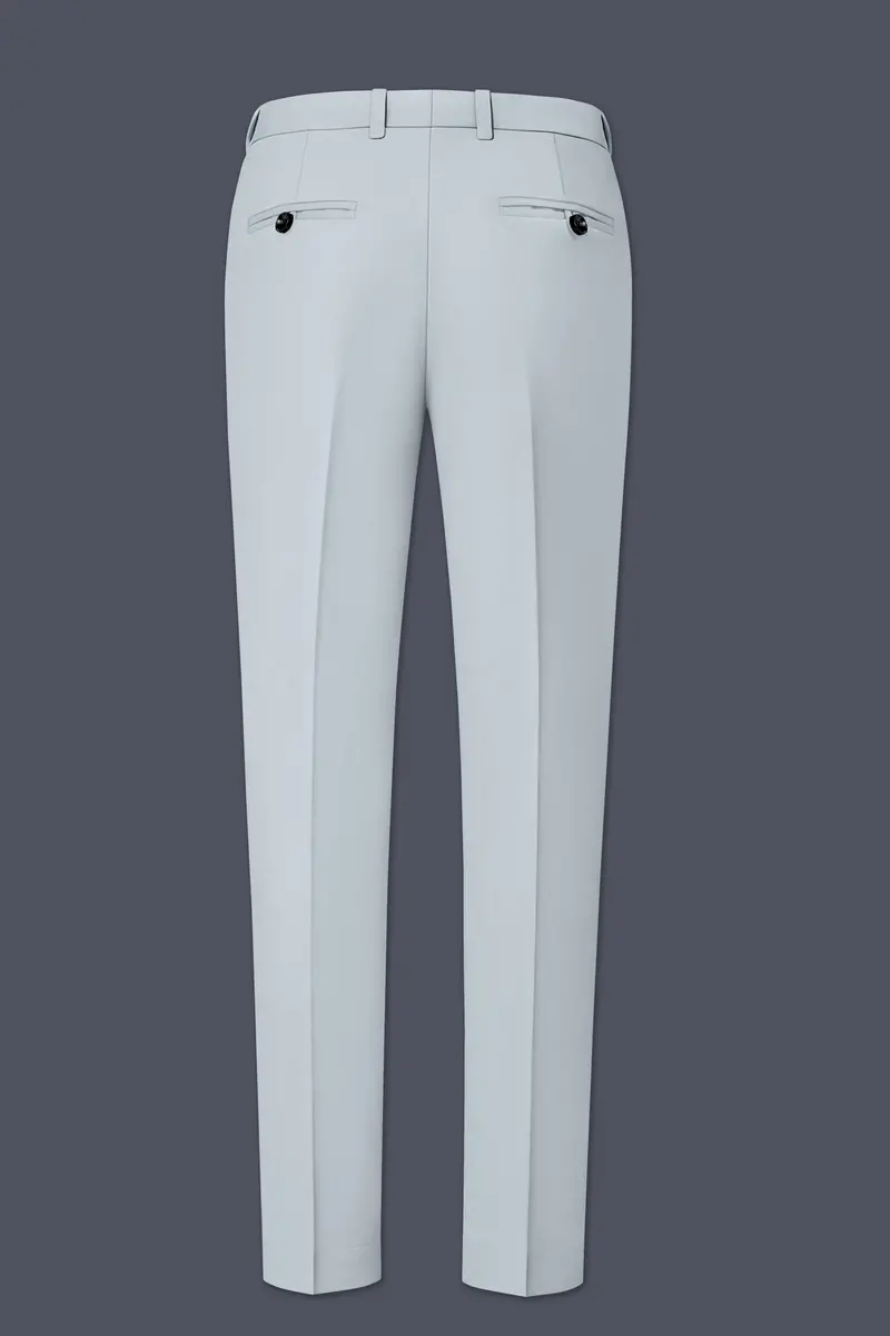 Dorian-Chalice Gray Slight Stretch Subtle Sheen Poly-Viscose Double Breasted Suit 13