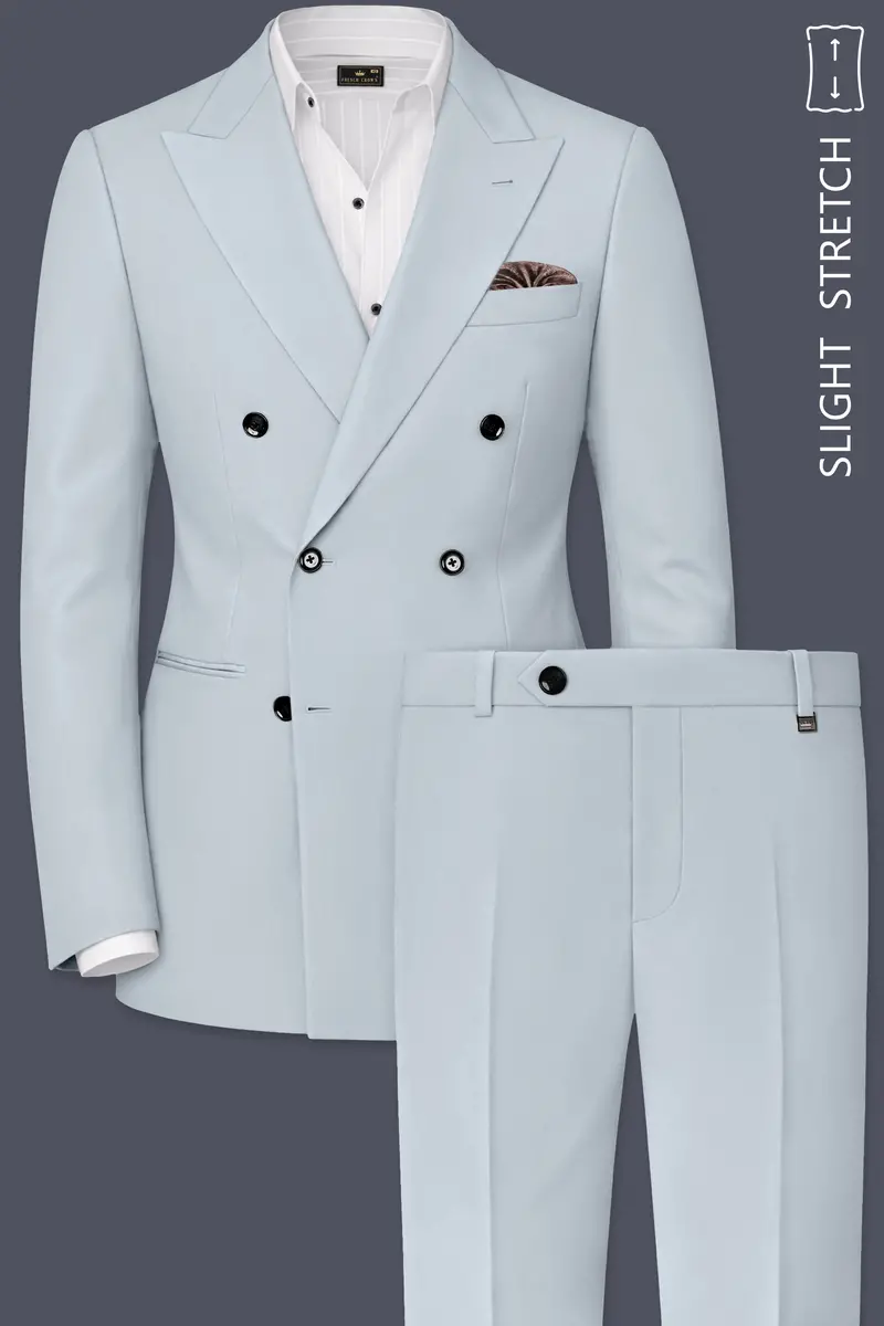 Dorian-Chalice Gray Slight Stretch Subtle Sheen Poly-Viscose Double Breasted Suit 2