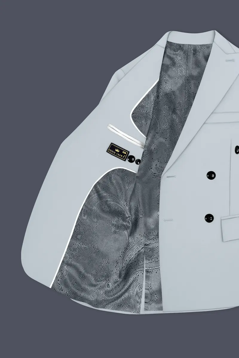 Dorian-Chalice Gray Slight Stretch Subtle Sheen Poly-Viscose Double Breasted Suit 6