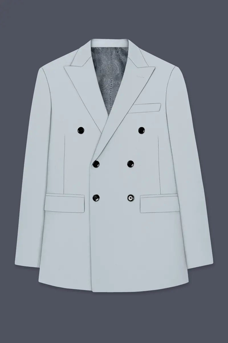 Dorian-Chalice Gray Slight Stretch Subtle Sheen Poly-Viscose Double Breasted Suit 8