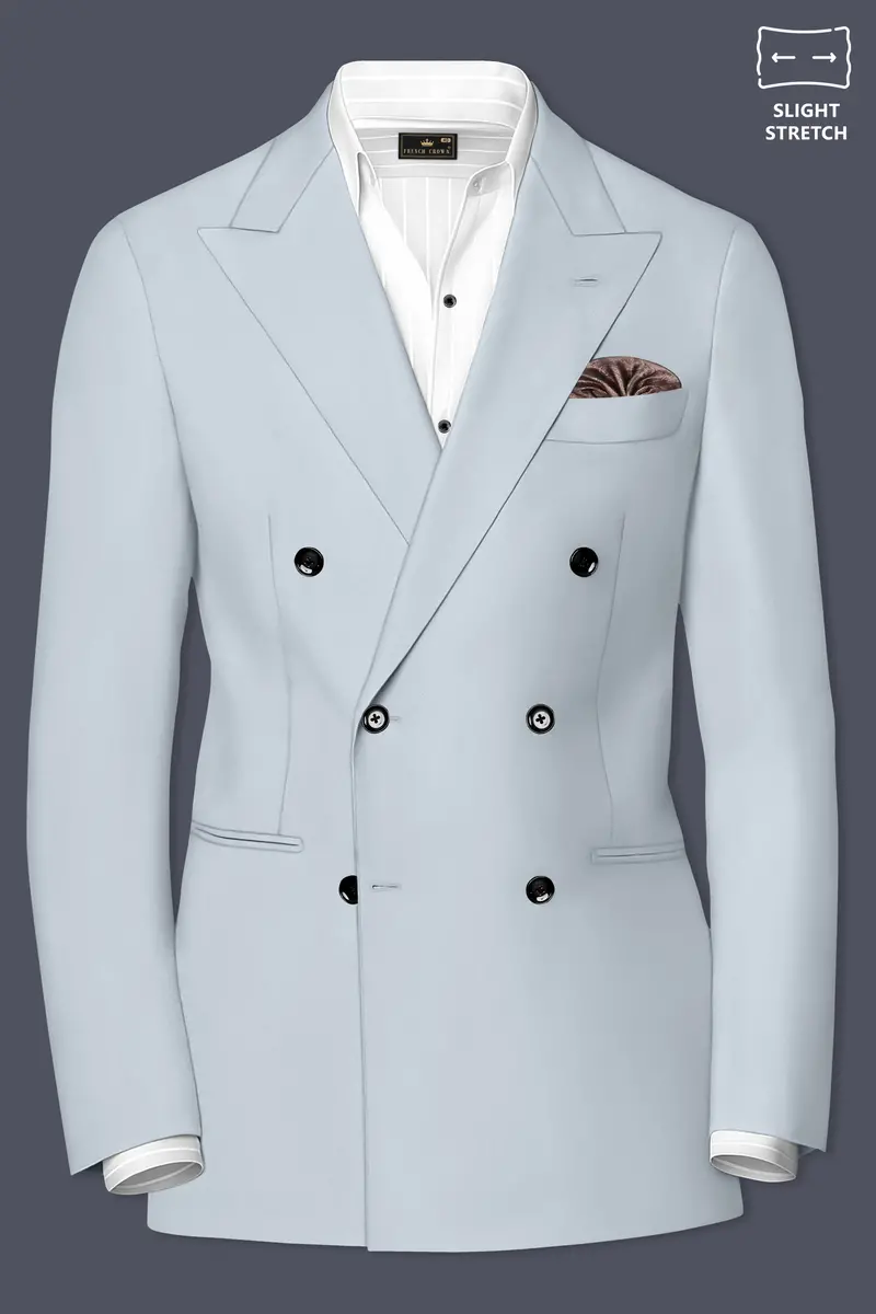 Dorian-Chalice Gray Slight Stretch Subtle Sheen Poly-Viscose Double Breasted Suit 9