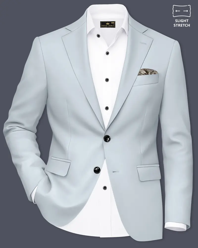 Dorian-Chalice Gray Slight Stretch Subtle Sheen Poly-Viscose Single Breasted Blazer 1