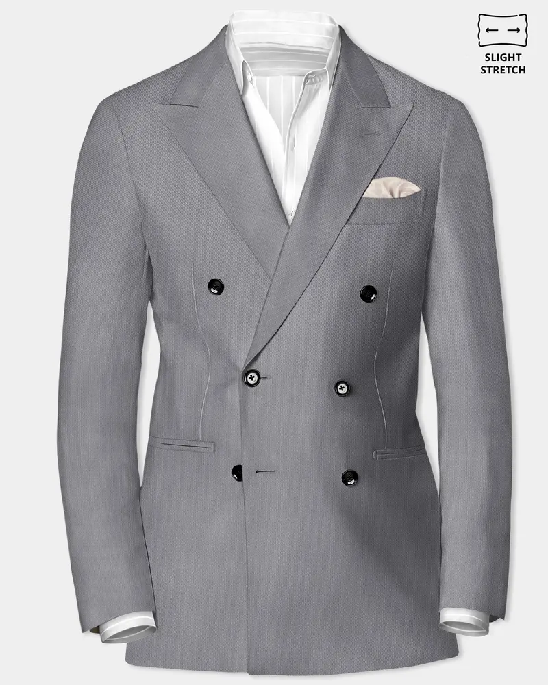 Dorian-Friar Gray Solid Wool Rich Double Breasted Slight Stretch Blazer 1