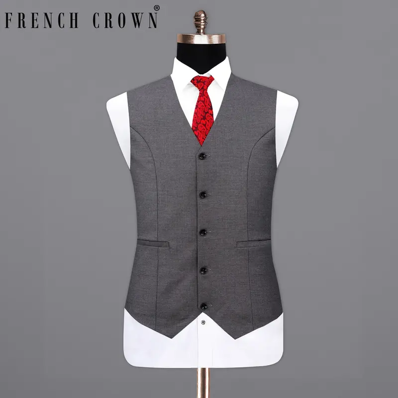 Dove Grey Wool Rich Waistcoat 1