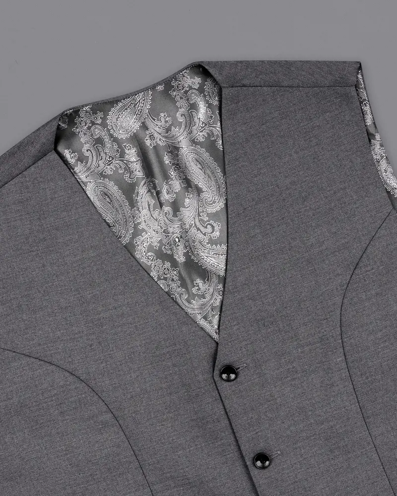 Dove Grey Wool Rich Waistcoat 4
