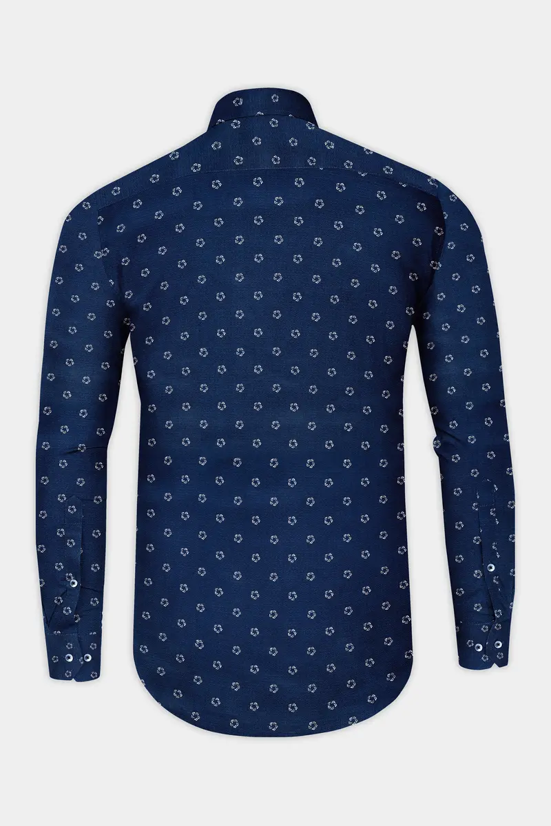Downriver Blue Dobby Textured Premium Giza Cotton Shirt 5