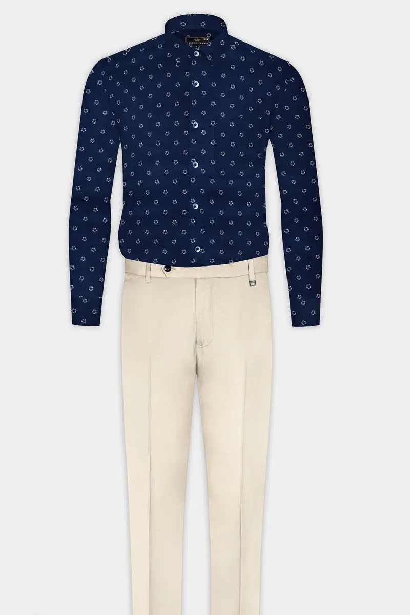 Downriver Blue Dobby Textured Premium Giza Cotton Shirt 6