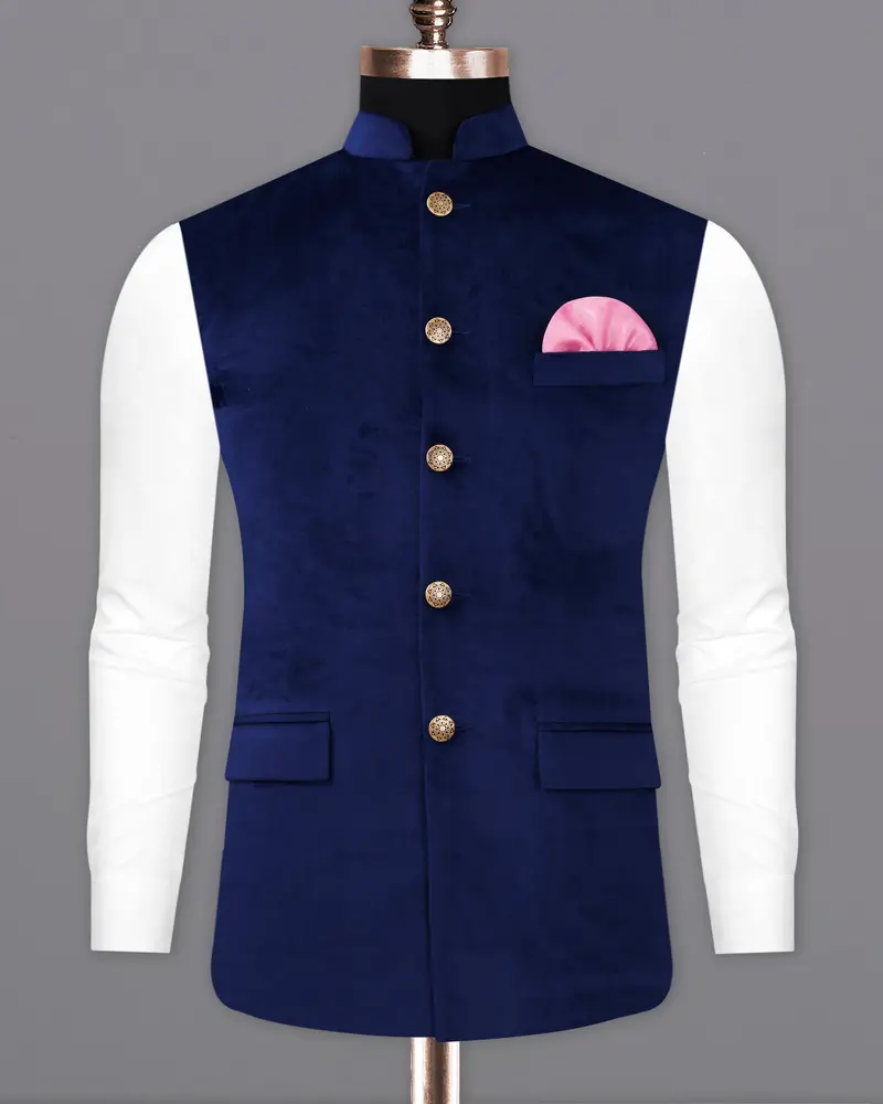 Downriver Blue Velvet Designer Nehru Jacket 2