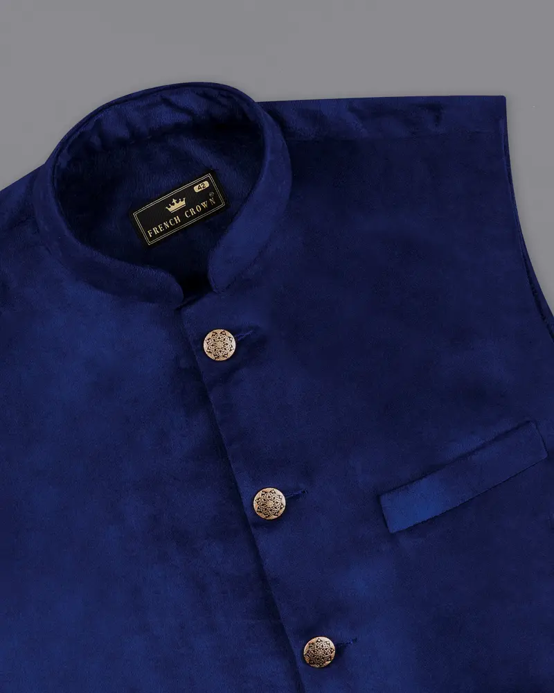 Downriver Blue Velvet Designer Nehru Jacket 4