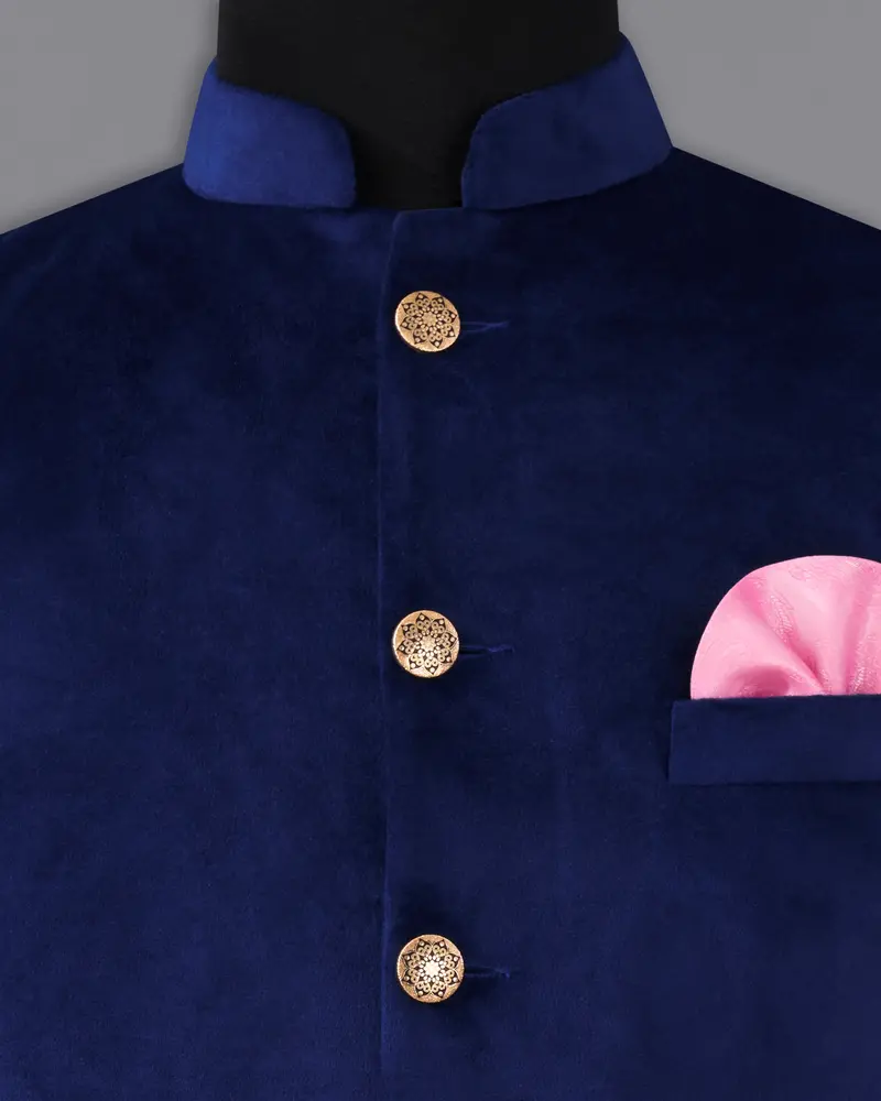Downriver Blue Velvet Designer Nehru Jacket 5