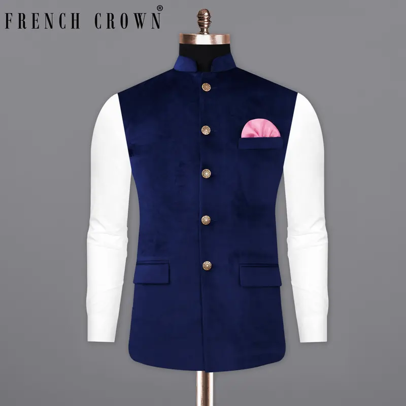 Downriver Blue Velvet Designer Nehru Jacket 7