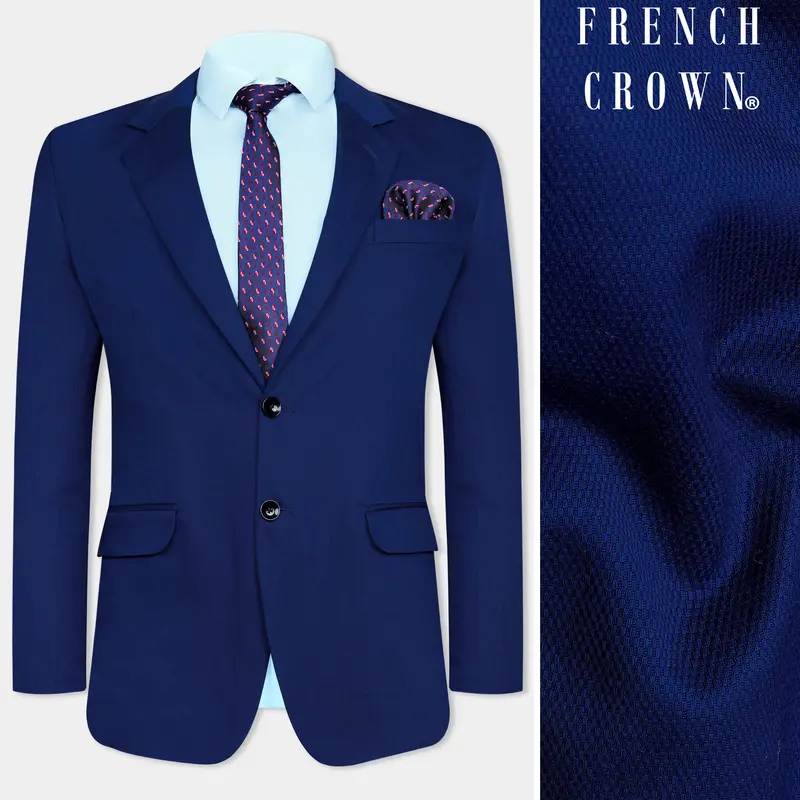 Downriver Blue Wool Rich Single Breasted Blazer 1