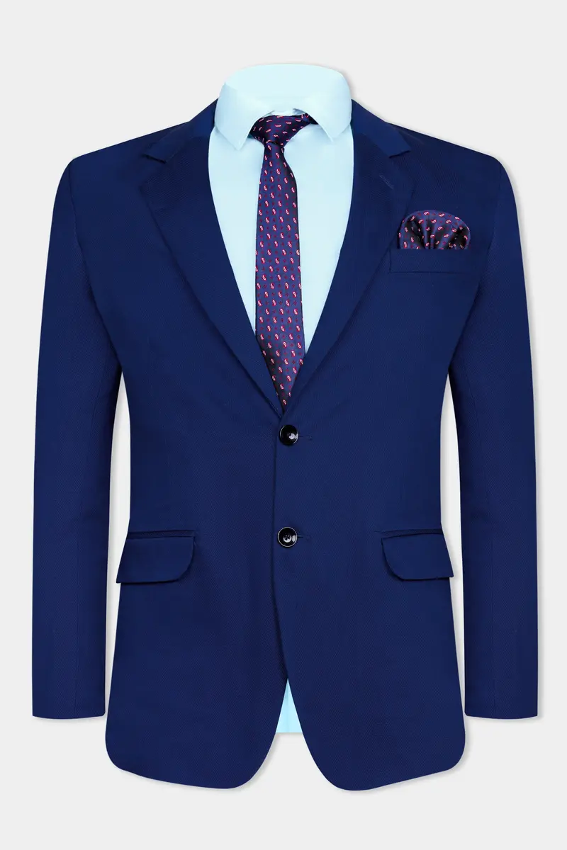 Downriver Blue Wool Rich Single Breasted Blazer 2
