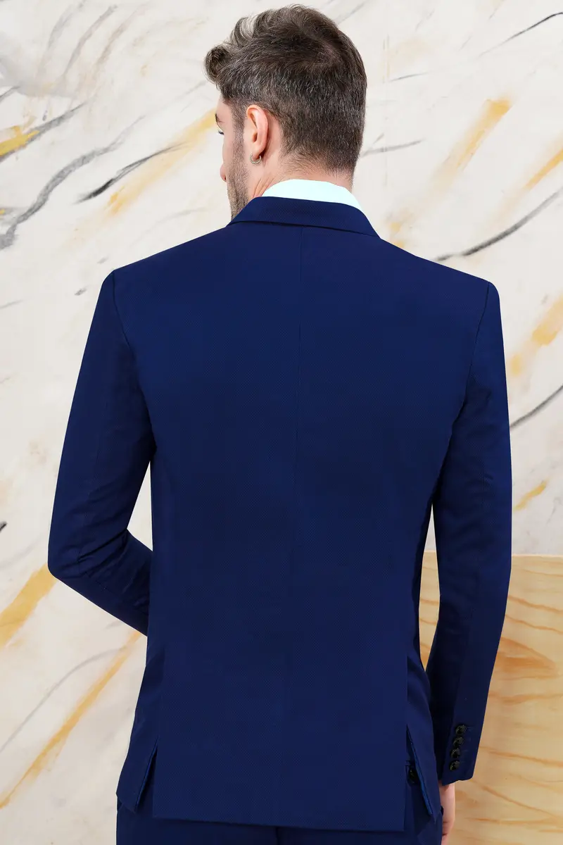 Downriver Blue Wool Rich Single Breasted Blazer 5