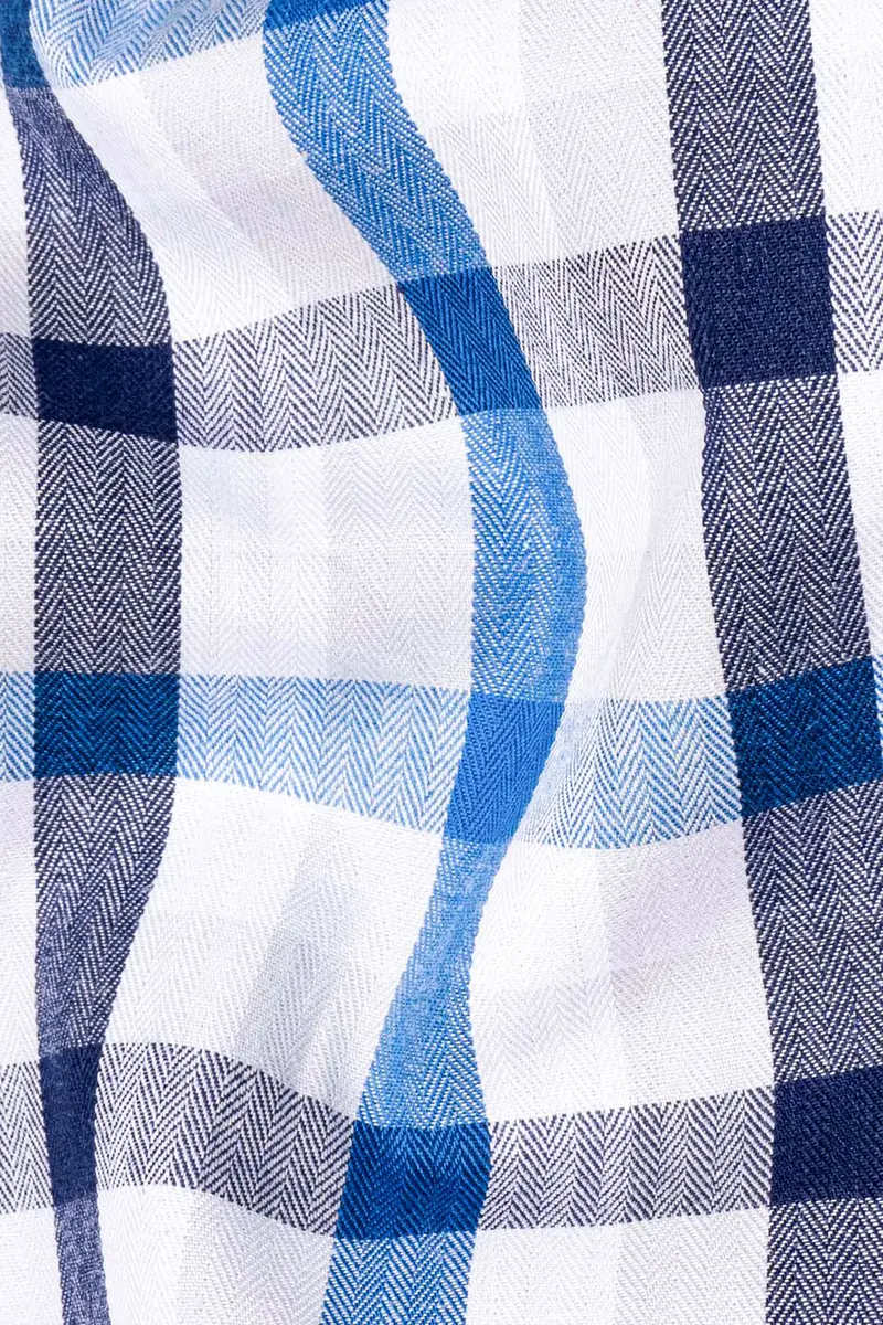 Downriver With Crystal Blue Plaid Herringbone Shirt 2