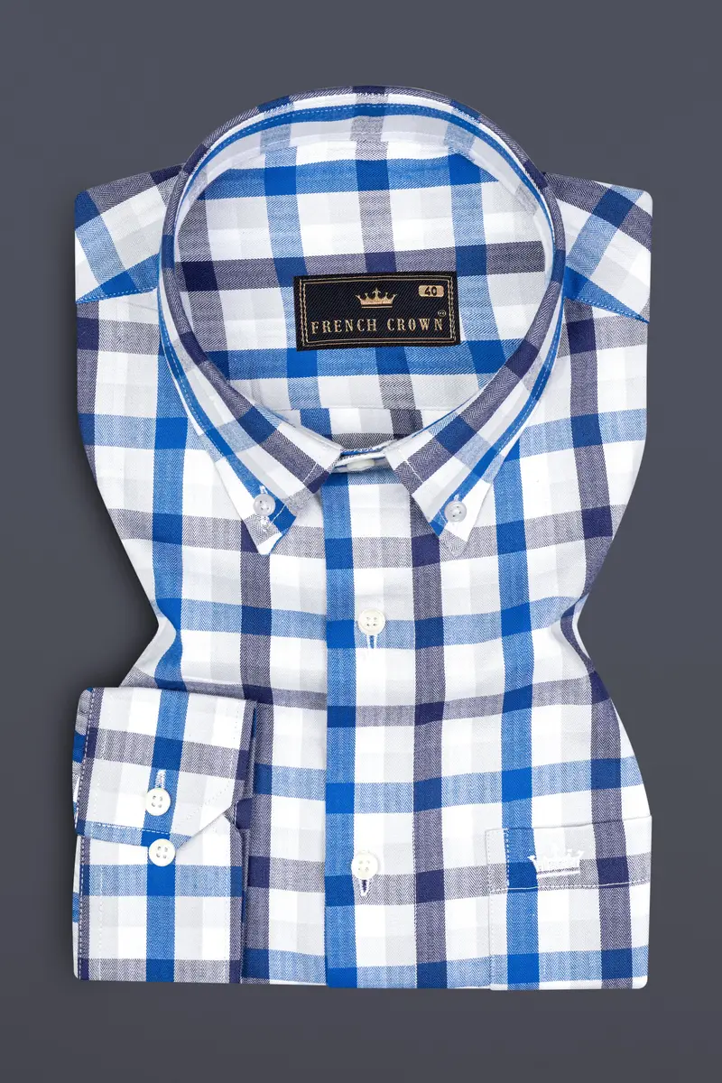 Downriver With Crystal Blue Plaid Herringbone Shirt 3