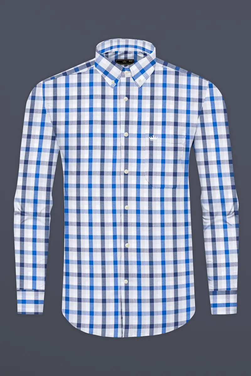 Downriver With Crystal Blue Plaid Herringbone Shirt 4