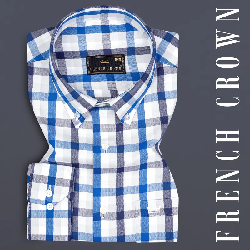 Downriver With Crystal Blue Plaid Herringbone Shirt 7