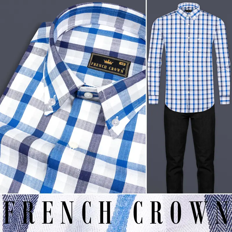 Downriver With Crystal Blue Plaid Herringbone Shirt 8
