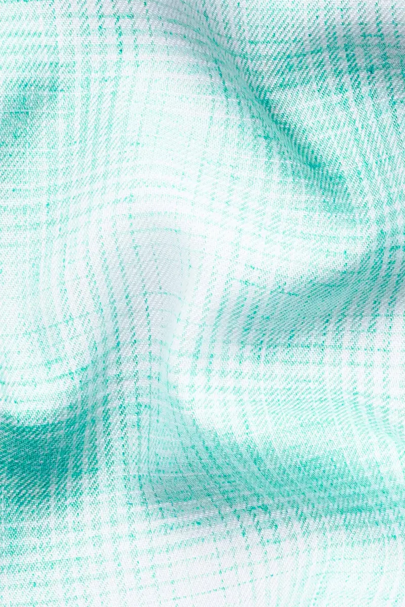 Downy Green And White Hand Painted Twill Premium Cotton Designer Shirt 3
