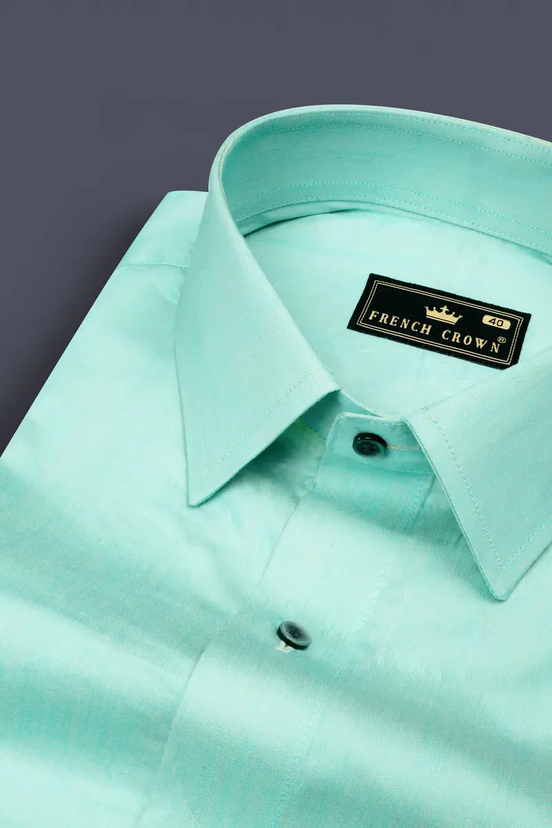 Downy Green Plain-Solid Subtle Sheen Super Soft Premium Cotton Shirt 1