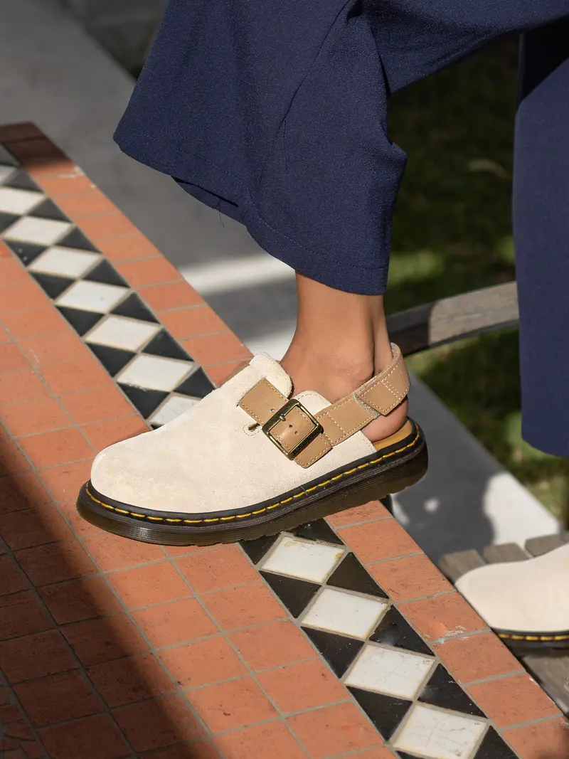 Dr. Martens Jorge Ii Beige Suede Slingback Mule 8