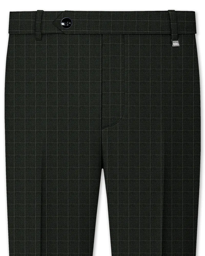 Dune Dark Green Subtle Checkered Pant 1
