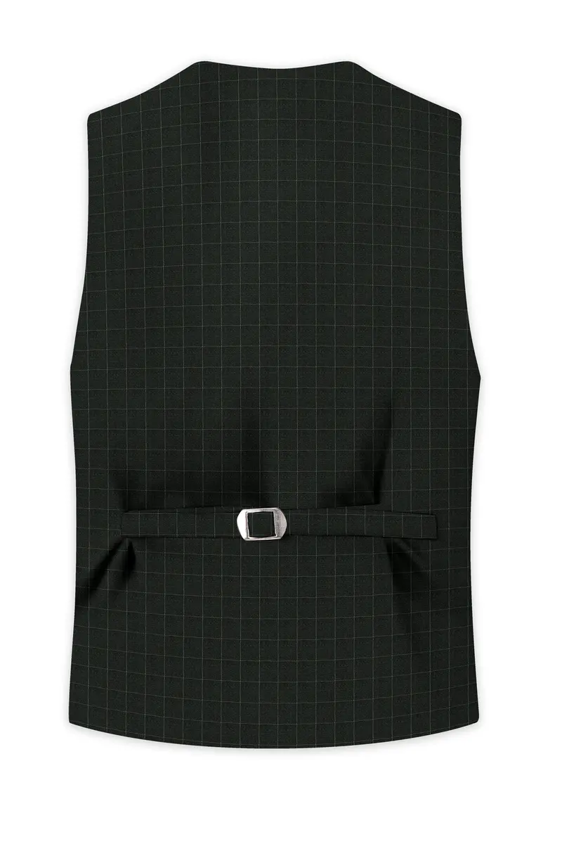 Dune Dark Green Subtle Checkered Waistcoat 4