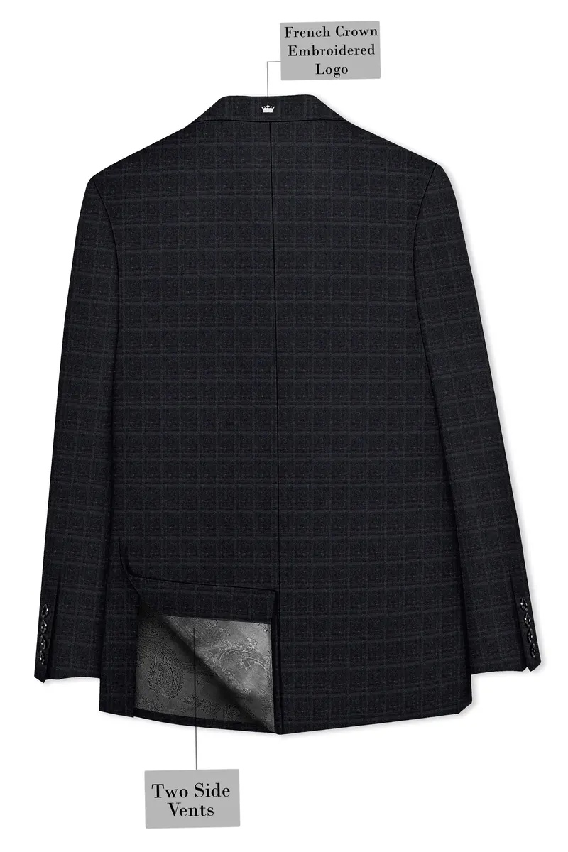 Dune Gray Windowpane Double Breasted Blazer 8