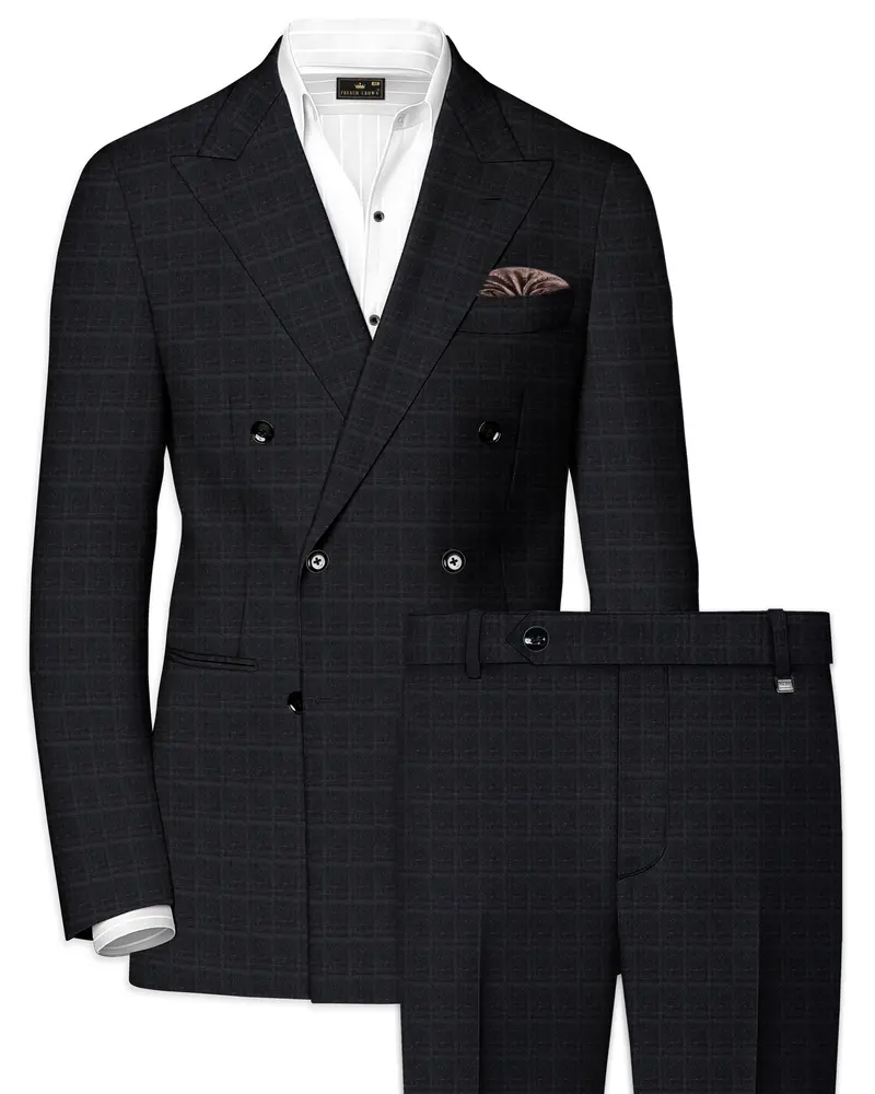 Dune Gray Windowpane Double Breasted Suit 1