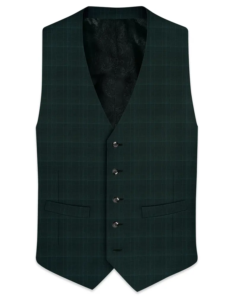 Dune Green Super Fine Plaid Woolrich Waistcoat 1