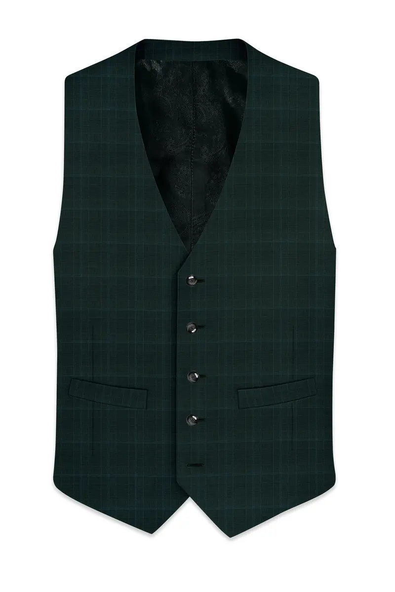 Dune Green Super Fine Plaid Woolrich Waistcoat 2