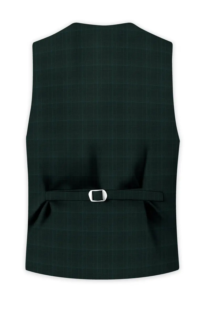 Dune Green Super Fine Plaid Woolrich Waistcoat 4