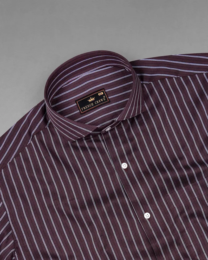 Dune Wine With Black Striped Dobby Textured Premium Giza Cotton Shirt 4
