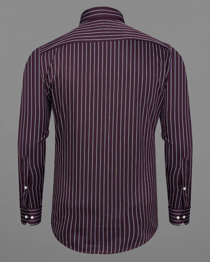 Dune Wine With Black Striped Dobby Textured Premium Giza Cotton Shirt 6