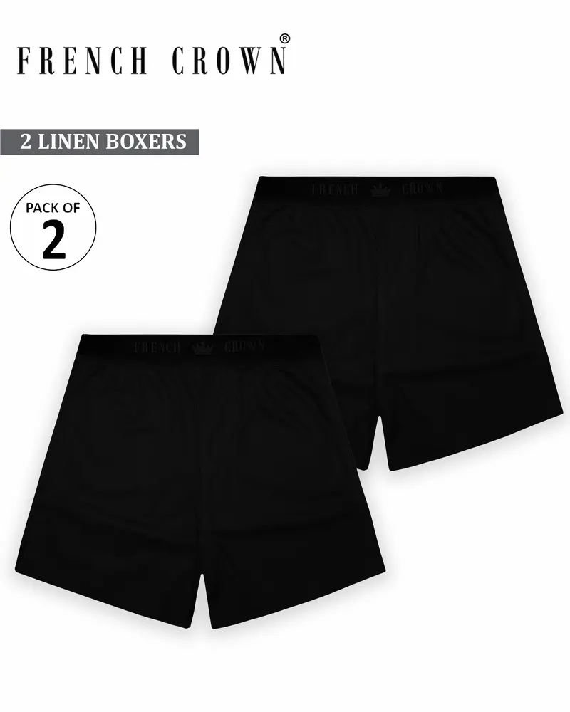 Duonox-Two Jade Black Elastane Stretch Luxurious Linen Boxers 1