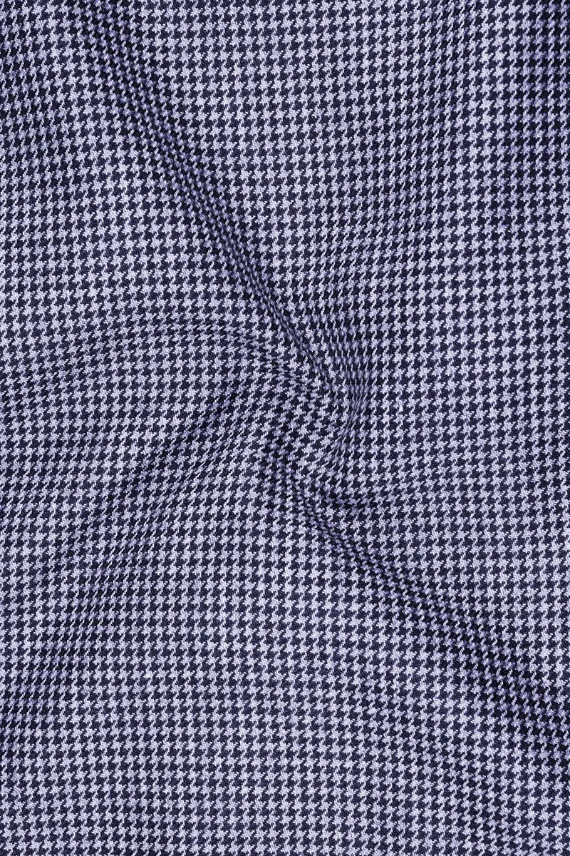 Dusk-Mulled Blue Classic Houndstooth Textured Tweed Double Breasted Blazer 3